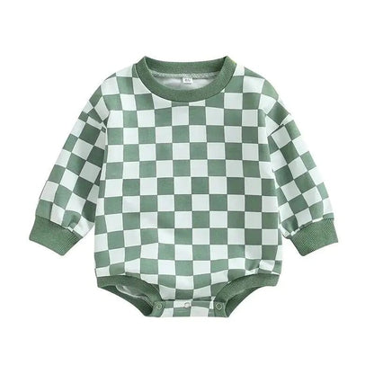 Baby Checkered Print Bubble Romper Onesie