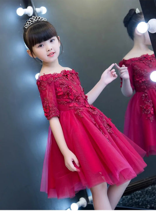 Red Tulle Flower Girl Dress