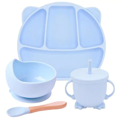 Silicone Suction Cup Dinner Plate Baby And Children's Divided Plate Set