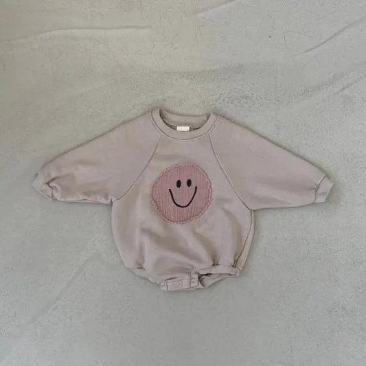 Smiley Face Sweatshirt Baby Romper - Home Kartz