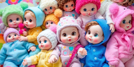 Colorful baby dolls for imaginative play with toddlers.