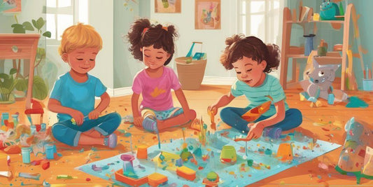 children playing indoors with creative activities