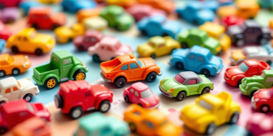 Colorful toy cars for imaginative play and creativity.