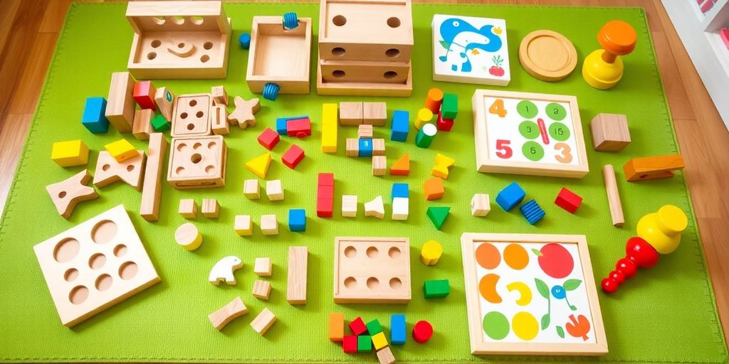 Montessori toys for preschool promoting independent learning.