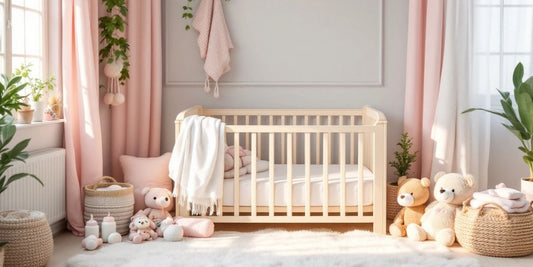 Cozy nursery with crib and essential baby items.