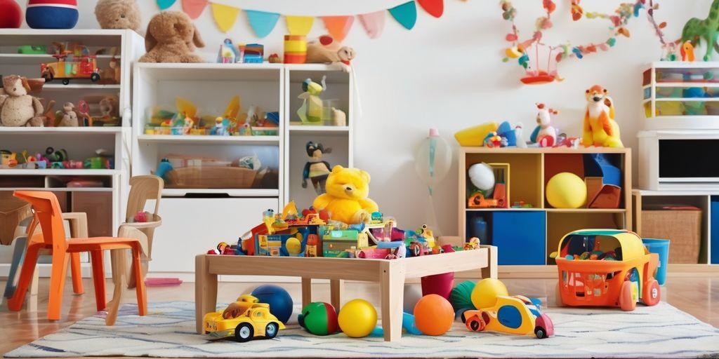 organized kids toys in a playroom