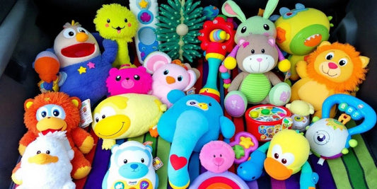 Colorful car seat toys for engaging travel play.