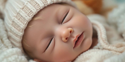 Lifelike reborn baby doll on a soft blanket.