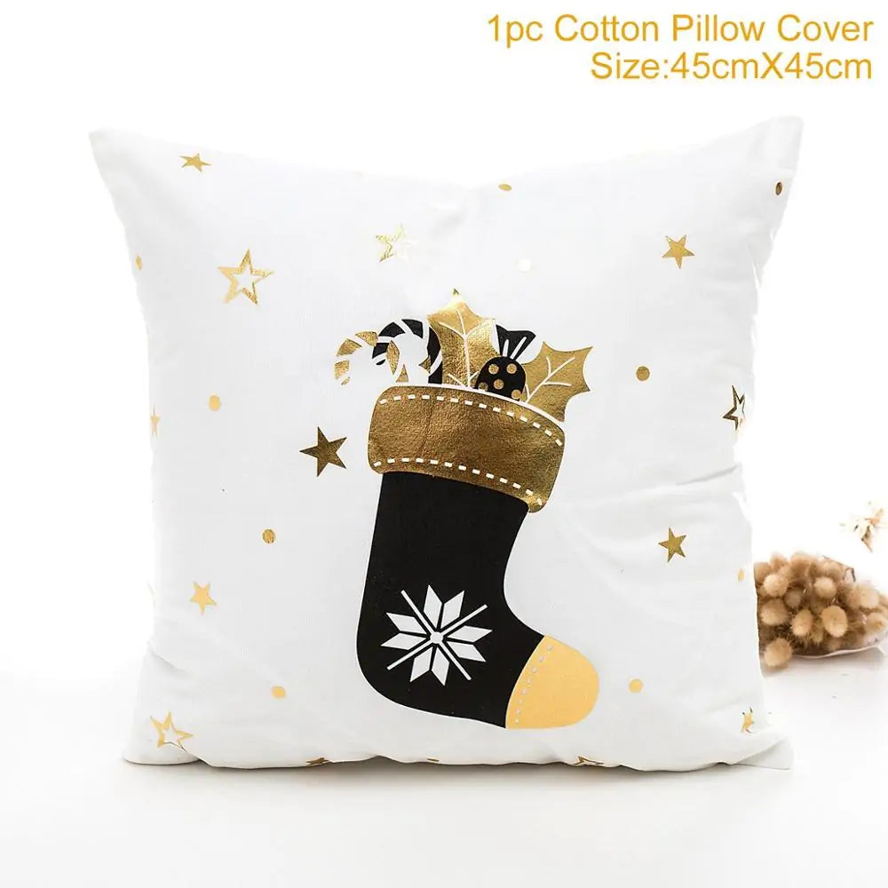 Cotton Linen Merry Christmas Cover Cushions - Holiday Decor for Living Room and Bedroom