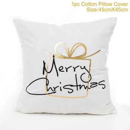 Cotton Linen Merry Christmas Cover Cushions - Holiday Decor for Living Room and Bedroom