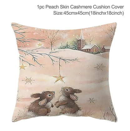 Christmas Elk Tree Cushion Cover – Festive & Cozy Holiday Decor 🎄