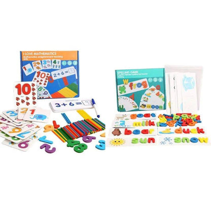 1 Set Wooden Number Alphabet Learning Cards