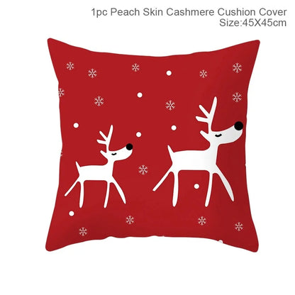 Cotton Linen Merry Christmas Cover Cushions - Holiday Decor for Living Room and Bedroom