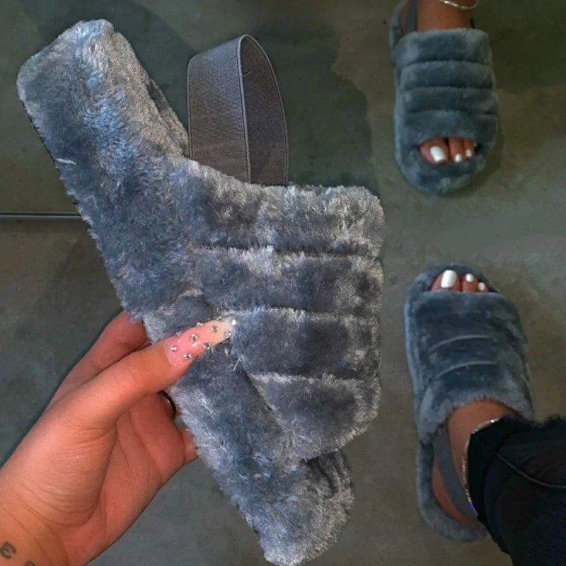 2020 Women Indoor Fur Slides