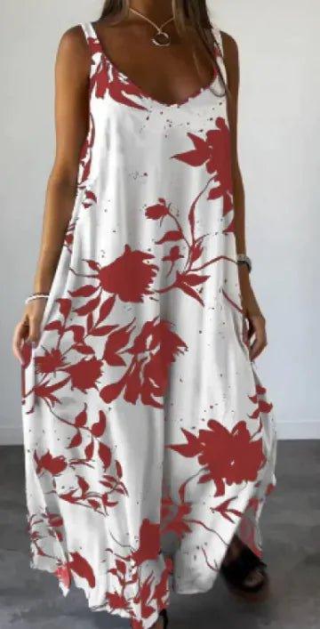 2024 Summer Printed Sling Backless V - neck Dress