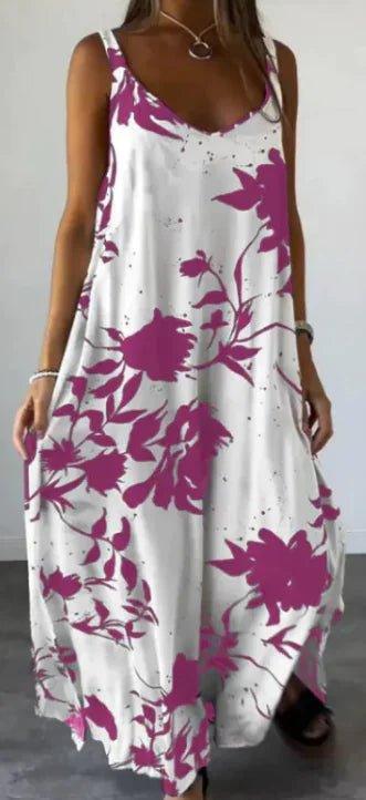 2024 Summer Printed Sling Backless V - neck Dress