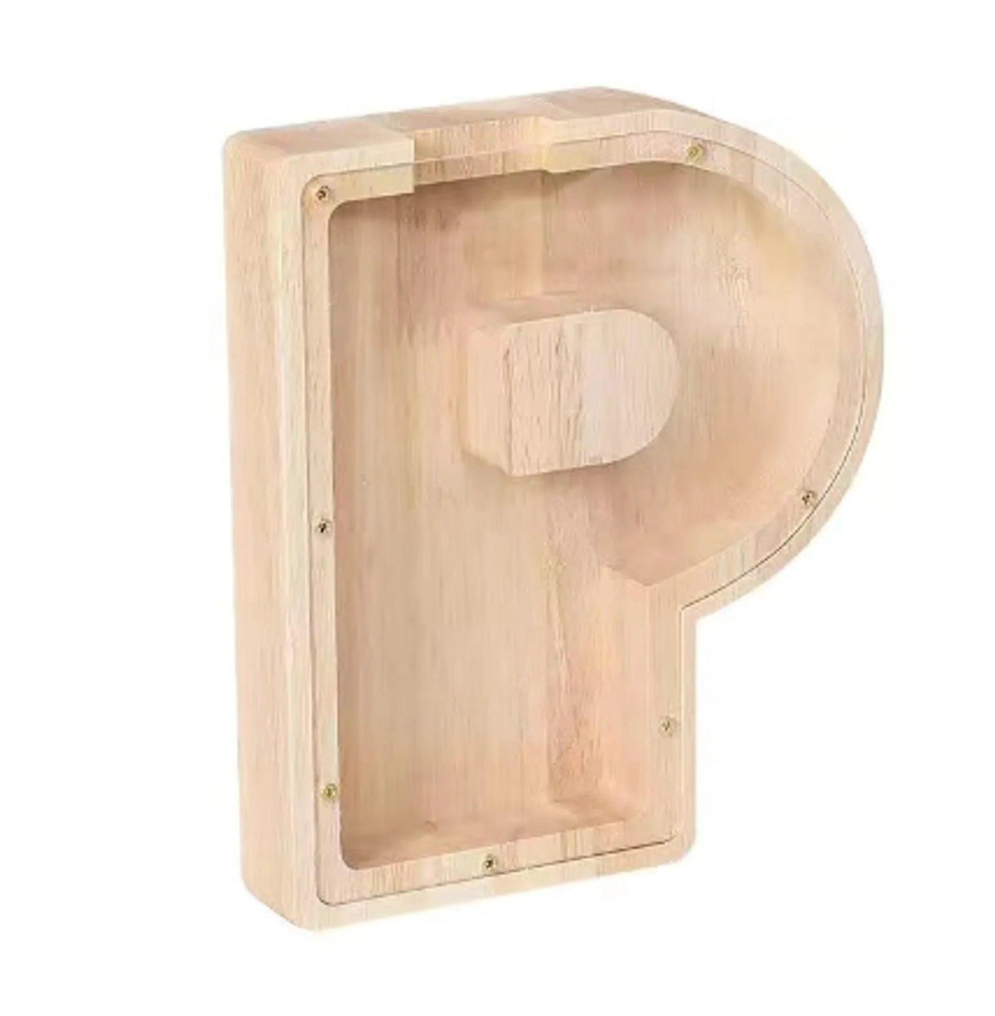 26 Letter Piggy Bank Wooden Coin Money Saving Box