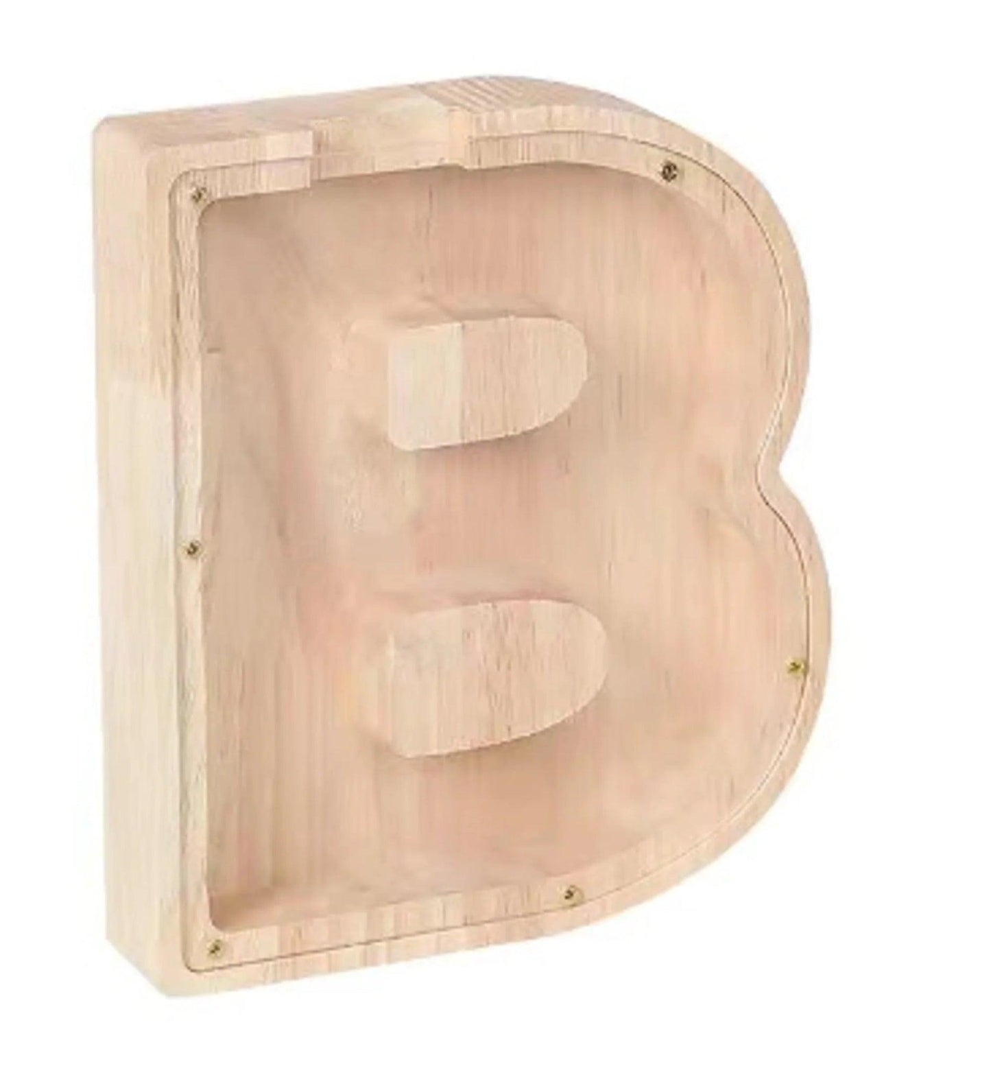 26 Letter Piggy Bank Wooden Coin Money Saving Box