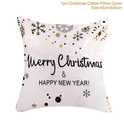 Cotton Linen Merry Christmas Cover Cushions - Holiday Decor for Living Room and Bedroom