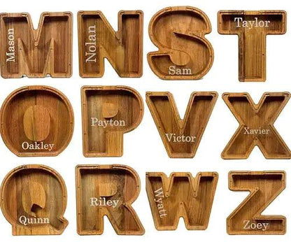 Wooden Custom Letter Piggy Bank For Kids - Home Kartz