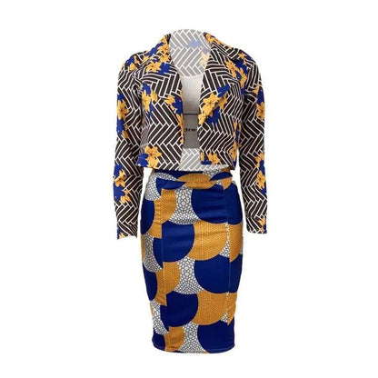 2Pcs Women's Multicolor Print Suit Set