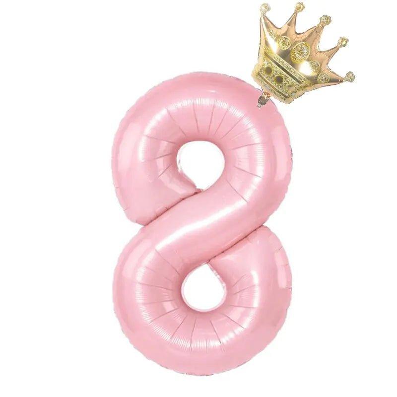 32inch Pastel Baby Blue Pink Foil Number Balloon With Crown 1 2 3 4 5 6 7 Birthday Party Baby Shower Wedding Decoration