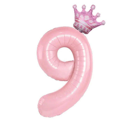 32inch Pastel Baby Blue Pink Foil Number Balloon With Crown 1 2 3 4 5 6 7 Birthday Party Baby Shower Wedding Decoration