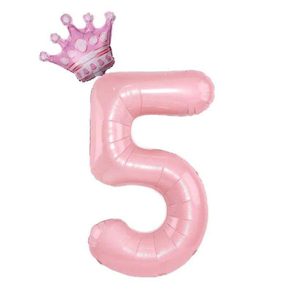 32inch Pastel Baby Blue Pink Foil Number Balloon With Crown 1 2 3 4 5 6 7 Birthday Party Baby Shower Wedding Decoration