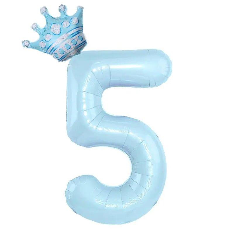 32inch Pastel Baby Blue Pink Foil Number Balloon With Crown 1 2 3 4 5 6 7 Birthday Party Baby Shower Wedding Decoration