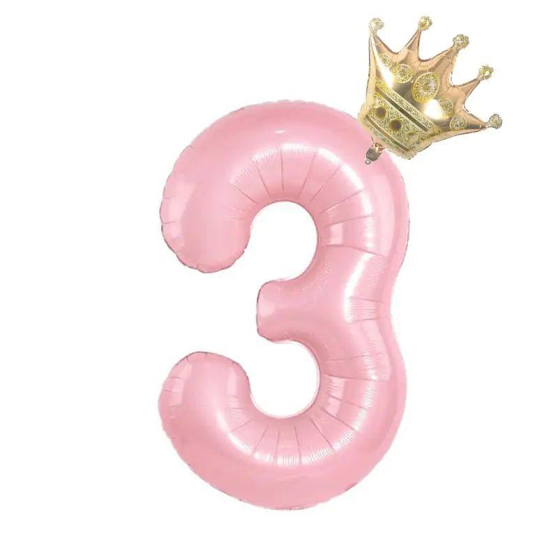 32inch Pastel Baby Blue Pink Foil Number Balloon With Crown 1 2 3 4 5 6 7 Birthday Party Baby Shower Wedding Decoration