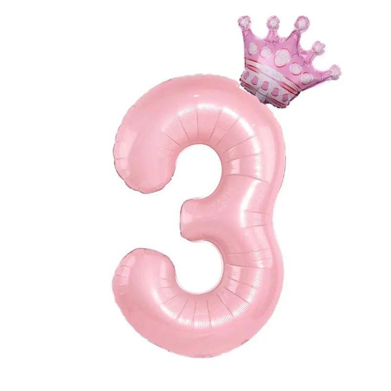 32inch Pastel Baby Blue Pink Foil Number Balloon With Crown 1 2 3 4 5 6 7 Birthday Party Baby Shower Wedding Decoration