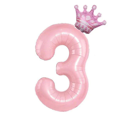 32inch Pastel Baby Blue Pink Foil Number Balloon With Crown 1 2 3 4 5 6 7 Birthday Party Baby Shower Wedding Decoration