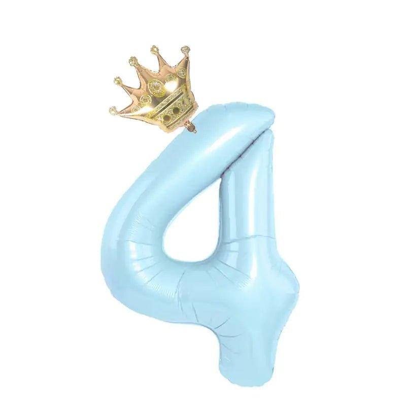 32inch Pastel Baby Blue Pink Foil Number Balloon With Crown 1 2 3 4 5 6 7 Birthday Party Baby Shower Wedding Decoration