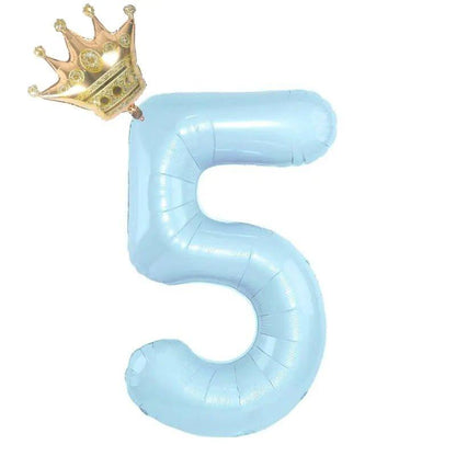 32inch Pastel Baby Blue Pink Foil Number Balloon With Crown 1 2 3 4 5 6 7 Birthday Party Baby Shower Wedding Decoration