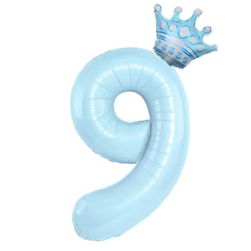 32inch Pastel Baby Blue Pink Foil Number Balloon With Crown 1 2 3 4 5 6 7 Birthday Party Baby Shower Wedding Decoration