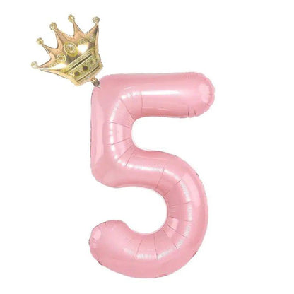 32inch Pastel Baby Blue Pink Foil Number Balloon With Crown 1 2 3 4 5 6 7 Birthday Party Baby Shower Wedding Decoration