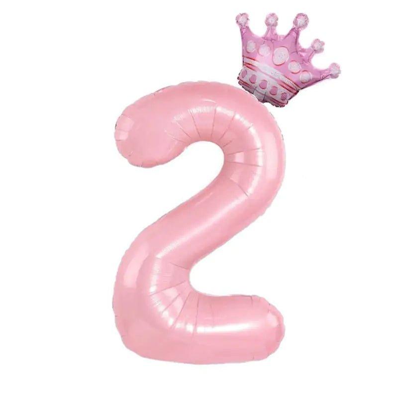 32inch Pastel Baby Blue Pink Foil Number Balloon With Crown 1 2 3 4 5 6 7 Birthday Party Baby Shower Wedding Decoration