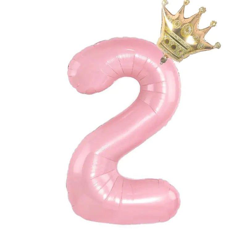 32inch Pastel Baby Blue Pink Foil Number Balloon With Crown 1 2 3 4 5 6 7 Birthday Party Baby Shower Wedding Decoration