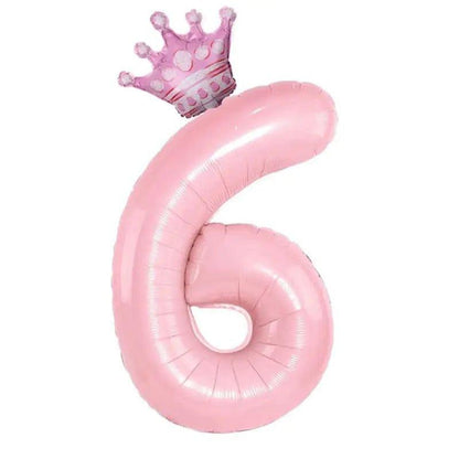 32inch Pastel Baby Blue Pink Foil Number Balloon With Crown 1 2 3 4 5 6 7 Birthday Party Baby Shower Wedding Decoration