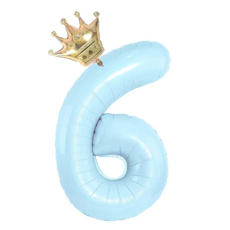 32inch Pastel Baby Blue Pink Foil Number Balloon With Crown 1 2 3 4 5 6 7 Birthday Party Baby Shower Wedding Decoration