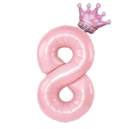 32inch Pastel Baby Blue Pink Foil Number Balloon With Crown 1 2 3 4 5 6 7 Birthday Party Baby Shower Wedding Decoration