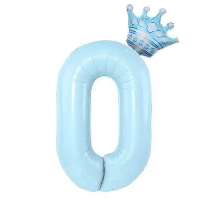 32inch Pastel Baby Blue Pink Foil Number Balloon With Crown 1 2 3 4 5 6 7 Birthday Party Baby Shower Wedding Decoration