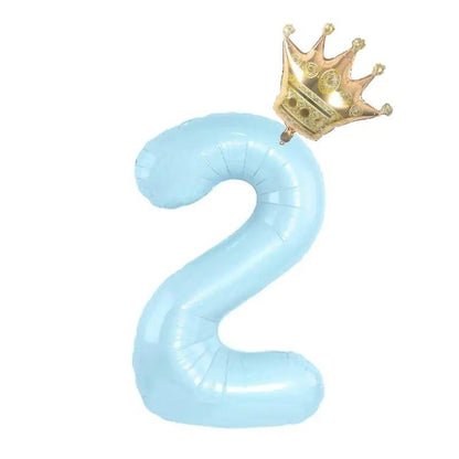 32inch Pastel Baby Blue Pink Foil Number Balloon With Crown 1 2 3 4 5 6 7 Birthday Party Baby Shower Wedding Decoration