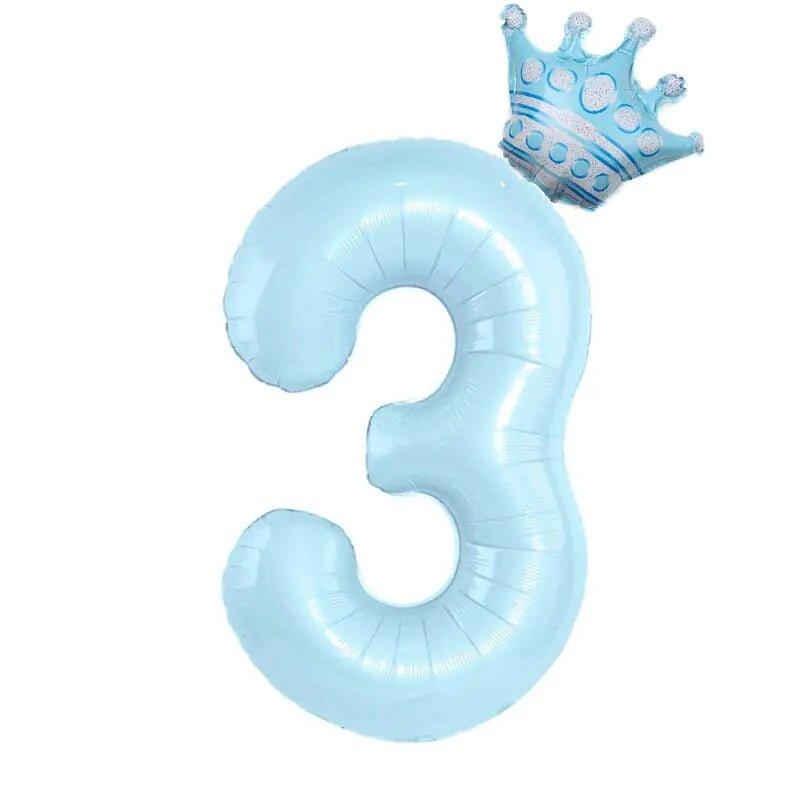 32inch Pastel Baby Blue Pink Foil Number Balloon With Crown 1 2 3 4 5 6 7 Birthday Party Baby Shower Wedding Decoration