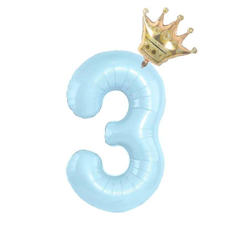 32inch Pastel Baby Blue Pink Foil Number Balloon With Crown 1 2 3 4 5 6 7 Birthday Party Baby Shower Wedding Decoration