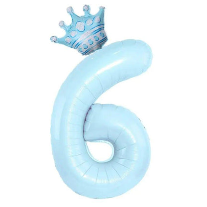 32inch Pastel Baby Blue Pink Foil Number Balloon With Crown 1 2 3 4 5 6 7 Birthday Party Baby Shower Wedding Decoration