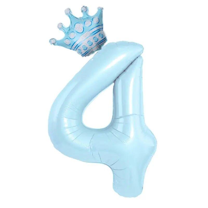 32inch Pastel Baby Blue Pink Foil Number Balloon With Crown 1 2 3 4 5 6 7 Birthday Party Baby Shower Wedding Decoration