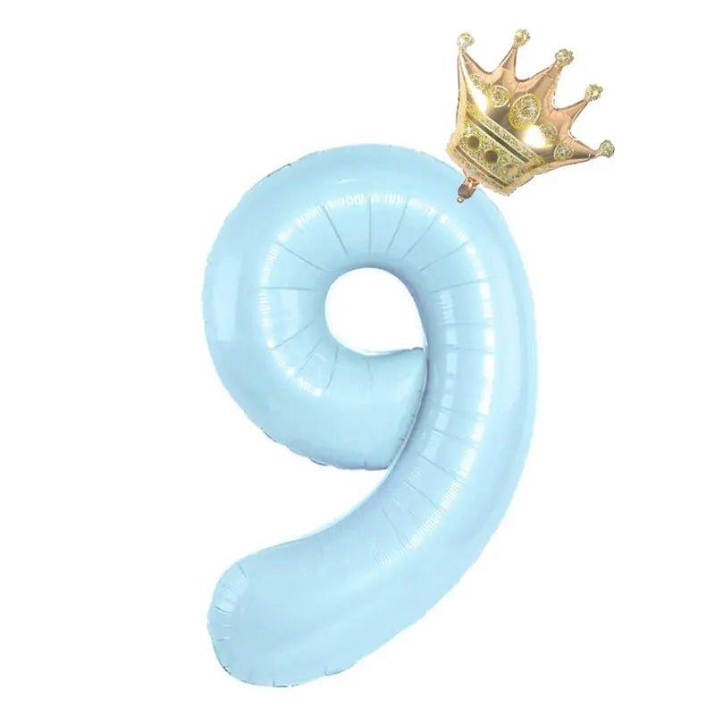 32inch Pastel Baby Blue Pink Foil Number Balloon With Crown 1 2 3 4 5 6 7 Birthday Party Baby Shower Wedding Decoration