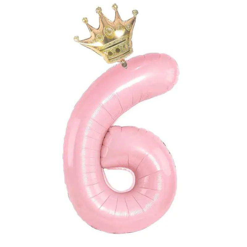 32inch Pastel Baby Blue Pink Foil Number Balloon With Crown 1 2 3 4 5 6 7 Birthday Party Baby Shower Wedding Decoration