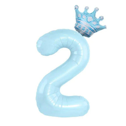 32inch Pastel Baby Blue Pink Foil Number Balloon With Crown 1 2 3 4 5 6 7 Birthday Party Baby Shower Wedding Decoration